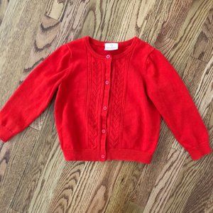 Hanna Anderson Girls Red Cardigan, size 110